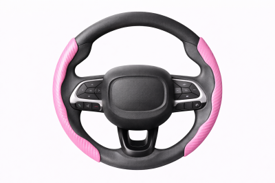 TG01-05 CACHA CUBRE VOLANTE AUTO ROSA CARBONO QKL