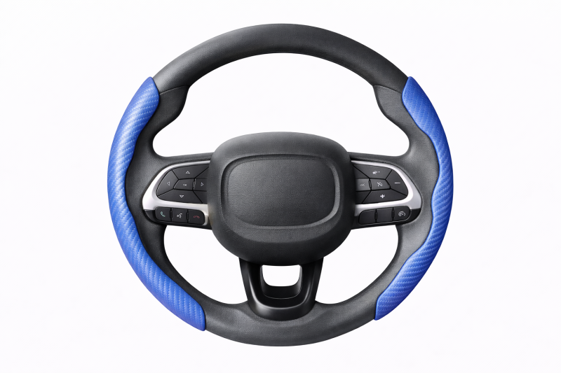 TG01-06 CACHA CUBRE VOLANTE AUTO AZUL CARBONO QKL