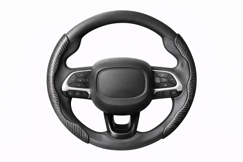 TG01-08 CACHA CUBRE VOLANTE AUTO NEGRO CARBONO QKL
