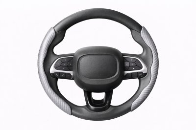 TG01-09 CACHA CUBRE VOLANTE AUTO GRIS CLARO CARBONO QKL