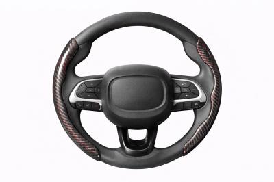 TH01-05 CACHA CUBRE VOLANTE AUTO NEGRO METALIZADO CARBONO QKL
