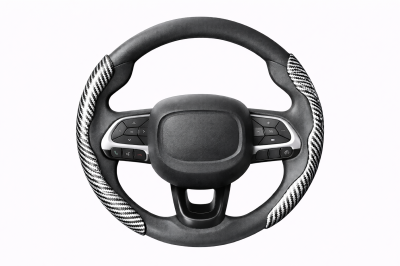 TH01-07 CACHA CUBRE VOLANTE AUTO GRIS METALIZADO CARBONO QKL