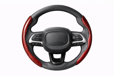 TH01-10 CACHA CUBRE VOLANTE AUTO ROJO METALIZADO CARBONO QKL